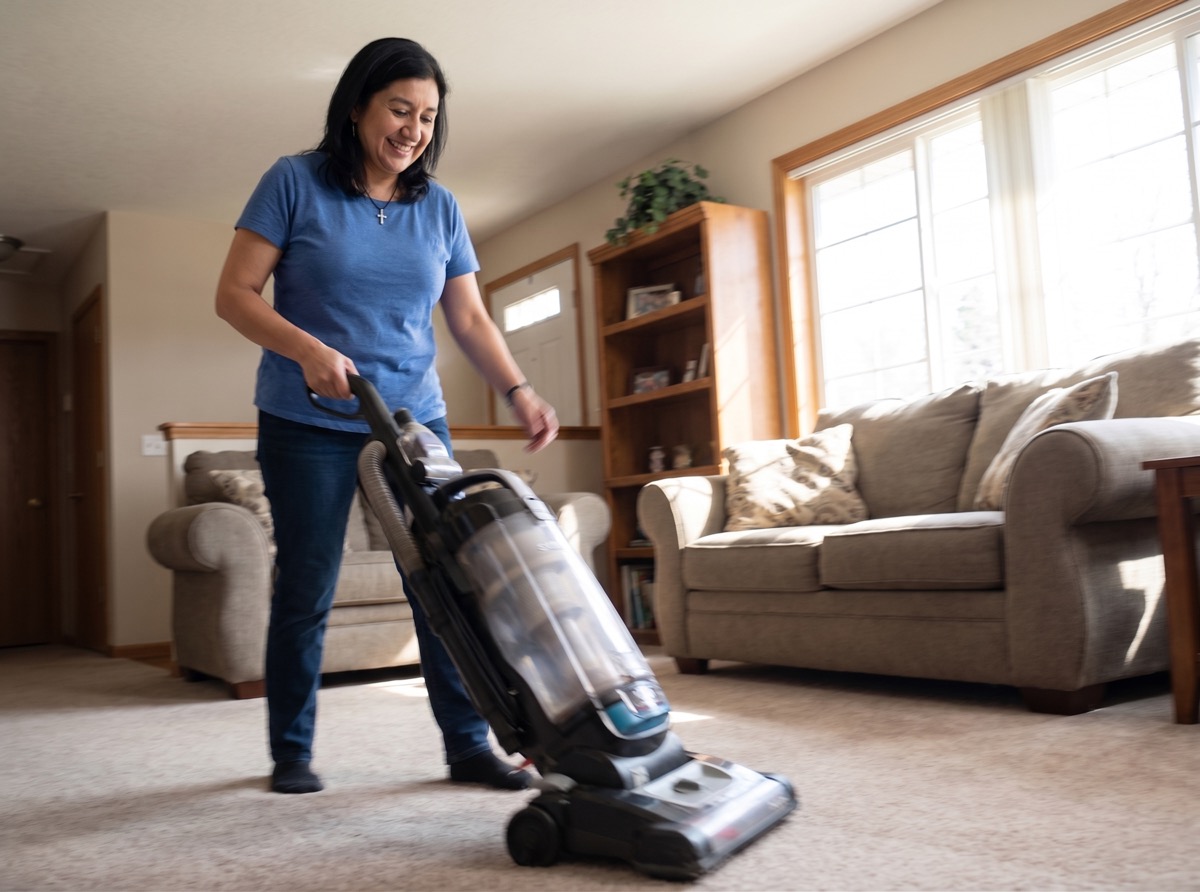 Jenny vacuuming a living room — Just Jenny Clean